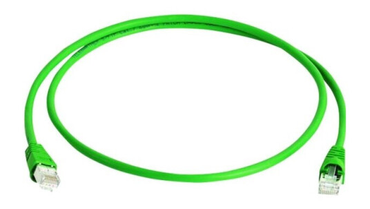 Teleg?Rtner Patchkabel Cat.6A (Dyp) S/Ftp 2,0 M Grønn Halogenfri Foliepar Og Overall Fletteskjerming - 1 Stk (L00001a0085)
