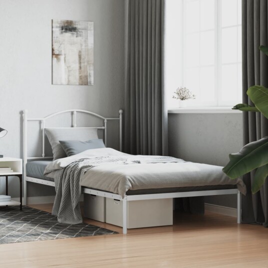vidaXL Sengeramme i metall med hodegavl hvit 107x203 cm vidaXL Sengeramme i metall med hodegavl hvit 107x203 cm