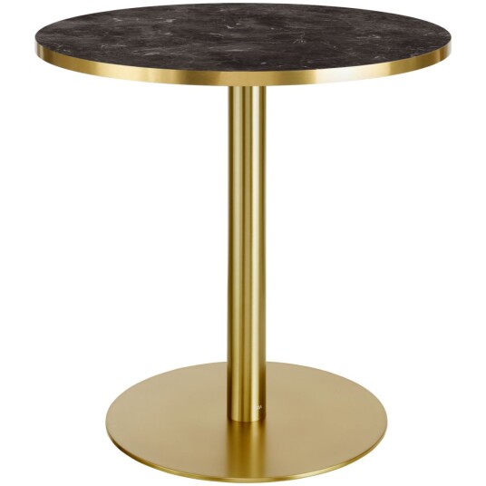 VEGA Bord Marvani bordben rustfritt stål; 75x80 cm HxØ; Bordplate Gullfarge/Svart/Marmorert Ramme Gullfarge; Rund VEGA Bord Marvani bordben rustfritt stål; 75x80 cm HxØ; Bordplate Gullfarge/Svart/Marmorert Ramme Gullfarge; Rund