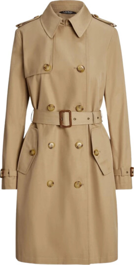 Ralph Lauren Lauren Trenchcoat Cotton Blend DB Blt Rain 38' Beige
