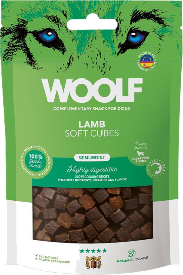 Woolf hundegodbiter Soft Cubes med lammekjøtt 100g