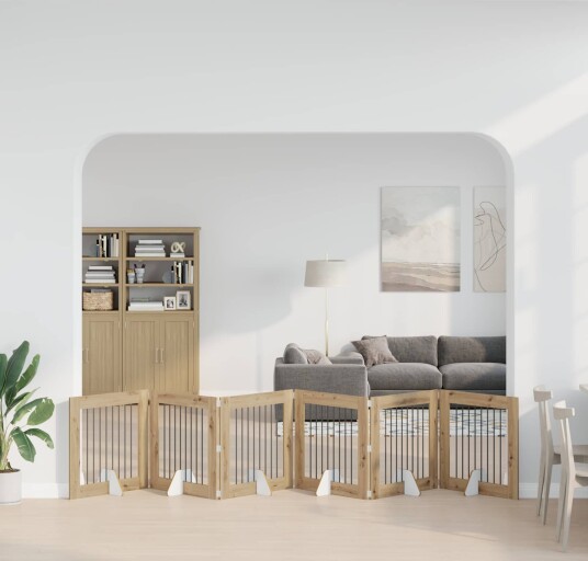 Vidaxl Foldbar Hundegitter Med Stativer 6 Stk. Artisan Eik 482 cm