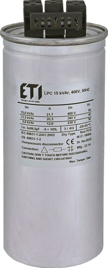Eti Polam Kondensator Lpc 15 Kvar 400V 50Hz 004656752