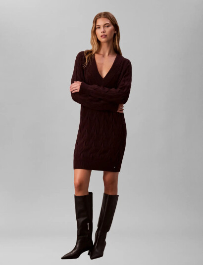 Calvin Klein Jeans Cotton Cable Tunic Dress Burgundy M