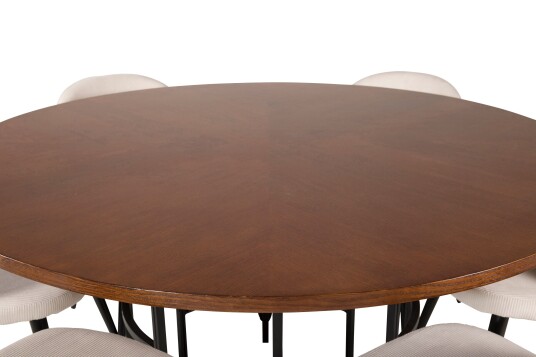 Venture Home Copenhagen Spisegruppe 140 cm Rund med 6 Velvet Stoler Sort