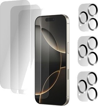 iPhone 16 Pro Herdet Glass Beskyttelsessett - 6 Stk. - Klar
