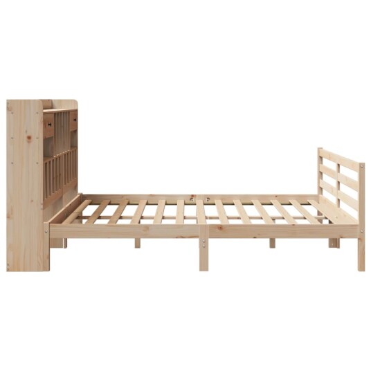 Seng med bokhylle uten madrass 180x200 cm heltre furu 8721158607317