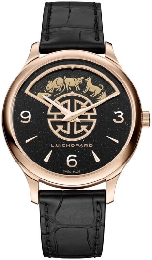 Chopard Herreklokke 161980 5001 L.U.C Sort/Lær Ø40 mm