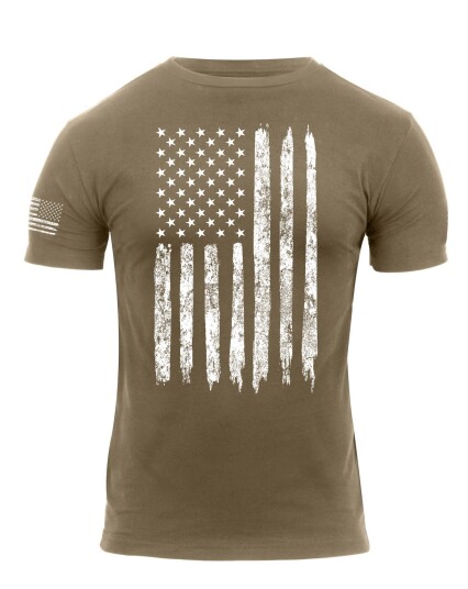 Rothco T skjorte Distressed US Flag Brun Beige