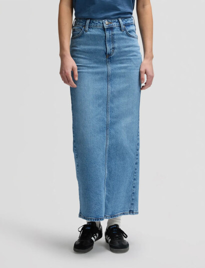 Lee Jeans Back Slit Maxi Skirt Blue 24 x 00