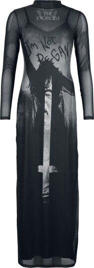 The Exorcist by Killstar Goth Lang kjole Do You Know What She Did? Maxi Dress S til 4XL Damer svart grå