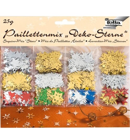 Folia Paljettmix 25g Stjerner