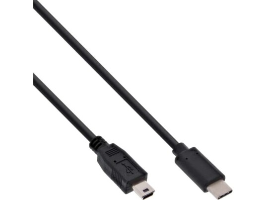 InLine 35754, 1,5 m, USB C, Mini-USB B, USB 2.0, Hankjønn/hankjønn, Sort
