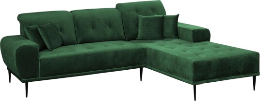 Rapale 3 seters Sofa med Divan Høyre med Puter   Fløyel/Grønn