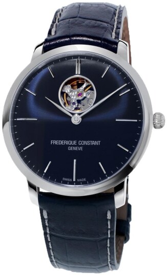Frederique Constant Herreklokke FC 312N4S6 Slimline Blå/Lær Ø40 mm