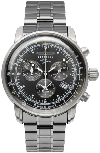 Zeppelin 100 Jahre Herreklokke 7680MB2 Sort/Stål Ø42 mm