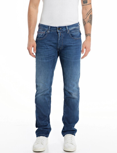 Replay Grover Trousers Straight Hyperflex Eco Plus - Blue - 33 x 34 Replay Grover Trousers Straight Hyperflex Eco Plus - Blue - 33 x 34