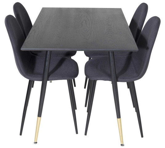 Venture Design Dipp & Polar spisegruppe Svart/svart 4 st stoler & bord 120 x 85 cm