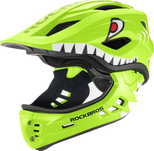 Rockbros TT-32003 Shark Children"s Bike Helmet with Detachable Jaw Size S (48-52) - Green