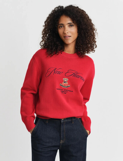 GANT Graphic Cotton C-Neck - Red - M