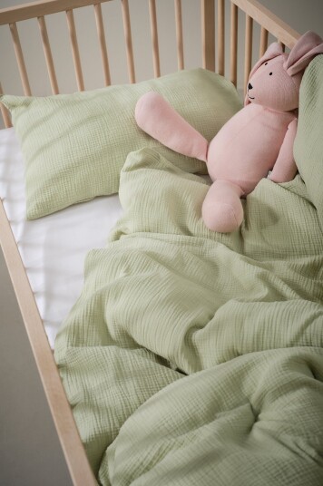 Jotex Dynetrekksett i Musselin Barneseng Salviegrønn AMILIA 21461630182