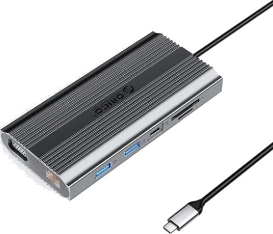 ORICO XDR-X22 12-i-1 USB-C HDMI 4K VGA Gigabit RJ45 PD 100 W SD/microSD grå XDR-X22-GY-BP