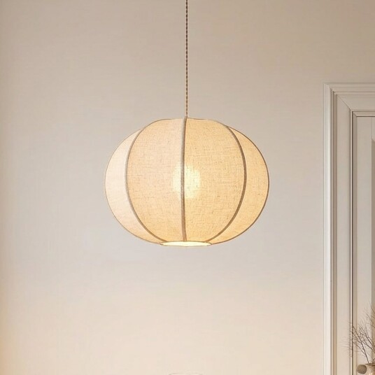 Hengelampe Lindby Elfie dimmbar Beige Stue Stoff / Tekstil Skandinavisk 35 Beige
