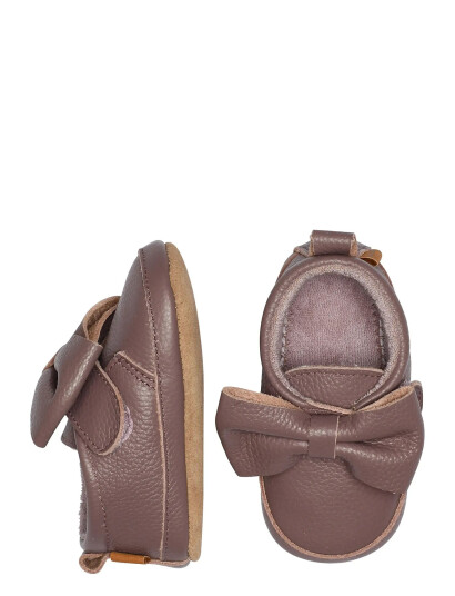 Melton Bow Leather Slippers Brown 16/19