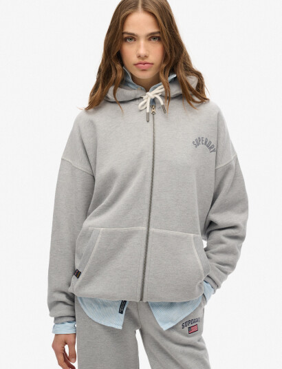 Superdry Athletic Ess Oversized Ziphood - Grey - 40