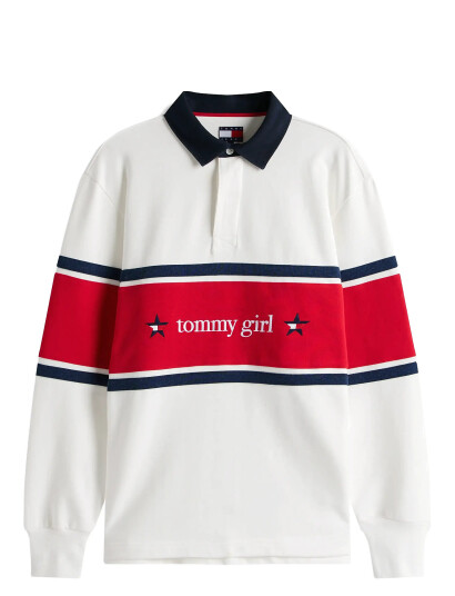 Tommy Jeans Tommy Girl Rugby Polo Shirt - White - L Tommy Jeans Tommy Girl Rugby Polo Shirt - White - L