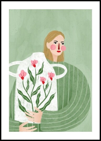 The Woman With Pink Vase Poster Plakat / 40x50cm