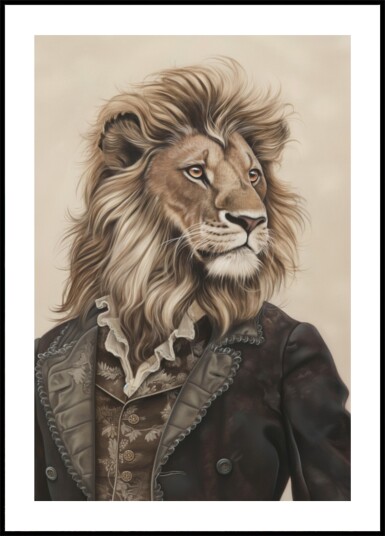 Sir Lion In Vintage Clothing Plakat / 21x30