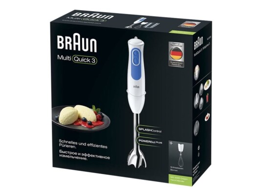 Braun MultiQuick 3 Stavmikser med 0,6L Bolle og 750W Effekt Hvit/Blå Braun MultiQuick 3 Stavmikser med 0,6L Bolle og 750W Effekt Hvit/Blå