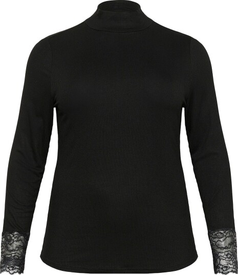 KAFFE Curve Polohals KComia Turtleneck T Shirt Svart
