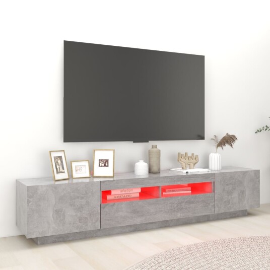 vidaXL TV-benk med LED-lys betonggrå 200x35x40 cm vidaXL TV-benk med LED-lys betonggrå 200x35x40 cm