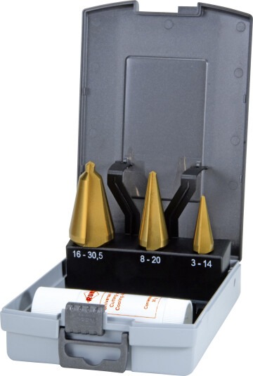 Plateborsett HSS-TiN 1-2-3 plastboks
