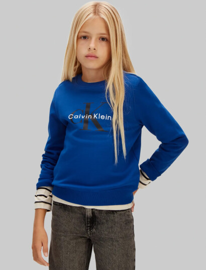 Calvin Klein Ck Monogram Terry Cn Sweatshirt Blue 140