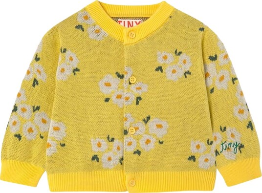 Tiny Cottons Cardigan Strikk Blomster Dusty Yellow Tiny Cottons 12 md Cardigan Gul 80