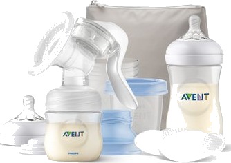 Philips Avent ammingssett for brystpumpe SCF430 / 16 med Natural Motion-teknologi, inkl. 125ml & 260ml Naturlig flaske, 12x ammeputer, 3 oppbevaringskopper for morsmelk, isolert pose