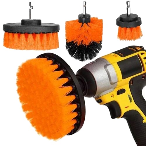 4 børster for drill | Universal skurebørster for skrutrekkere