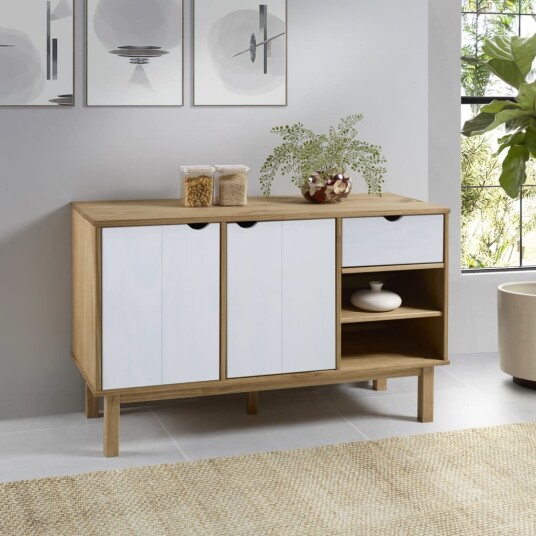 Skjenk OTTA brun og hvit 114x43x73,5 cm heltre furu