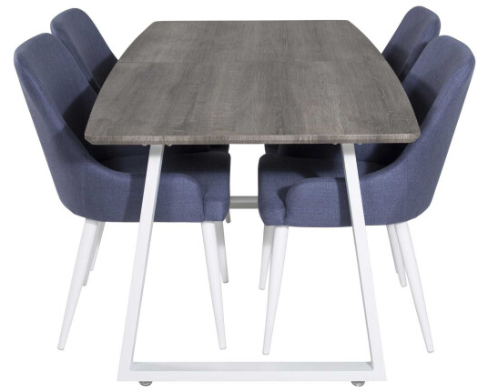 Venture Design Inca & Plaza spisegruppe Grå/blå 4 st stoler & bord 160 x 85 cm