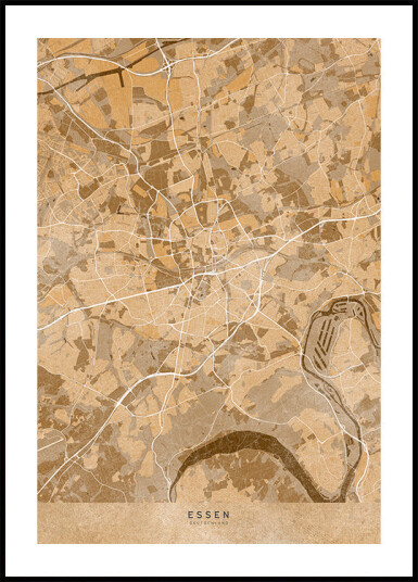 Sepia vintage map of Frankfurt downtown Germany Plakat Plakat / 100x150cm