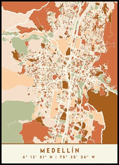 Black Maps Earth Tones 49 Plakat Plakat / 40x50cm