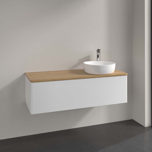 Villeroy & Boch Antao Servantskap med 1 skuff 120x50x36 cm u/lys Hvit Blank/Eik Villeroy & Boch Antao Servantskap med 1 skuff 120x50x36 cm u/lys Hvit Blank/Eik