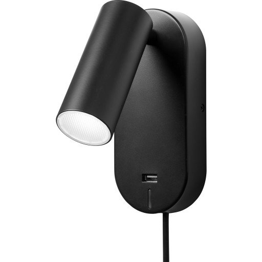 Nielsen Light Ego vegglampe dimbar m/ USB - Svart