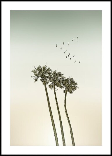 Vintage minimalist palm trees & sunset Poster Plakat / 70x100cm