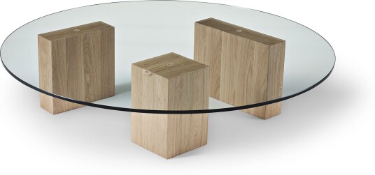 Eilersen - Puzz Soffbord Ø105 Klarglas Underrede Brunbetsad Ek Skiva 12 Mm Sofabord Jens Juul Gjennomsiktig Glass/tre