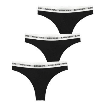 Björn Borg Truser 3P Logo Thong Svart bomull Large Dame