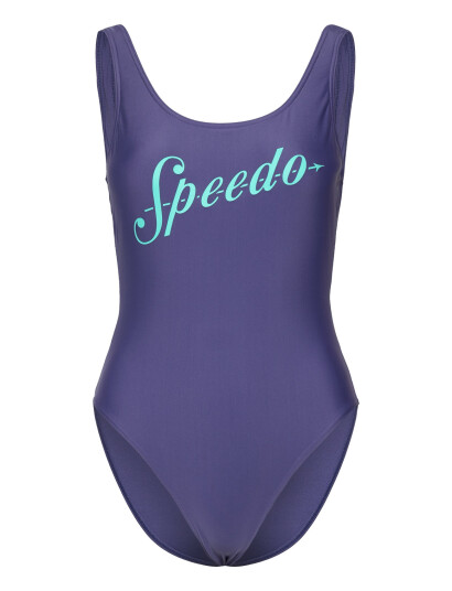 Speedo Womens Logo Deep U-Back - Blue - 40